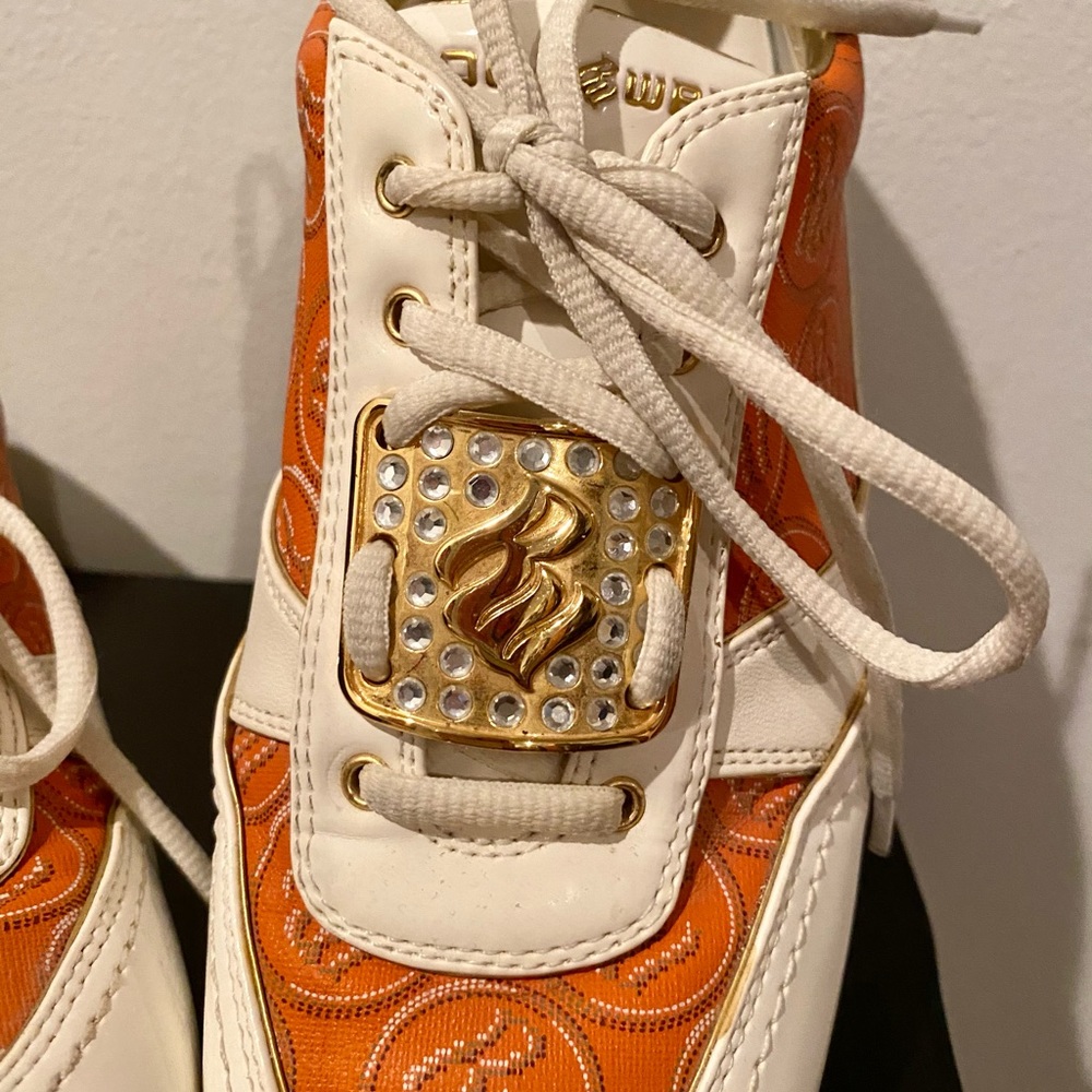 ROCA WEAR White Orange Patent Sneakers